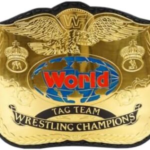 WWF World Tag Team Wrestling Championship Belt, WWF Tag Team Wrestling Replica Title Belt 2mm, Black/Gold